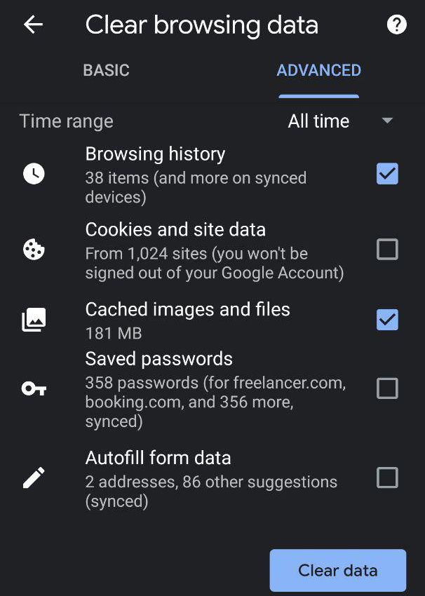 Eliminare cronologia Chrome App Smartphone - Impostazioni
